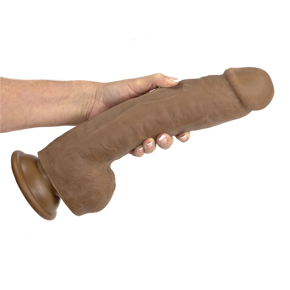 12 in. Adam's Colossal Realistic Dildo with Balls Brown