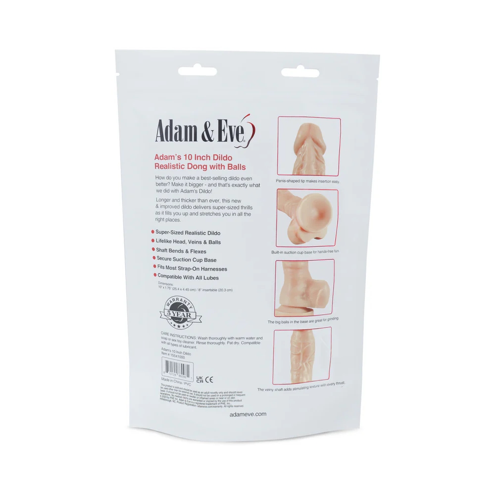 10 in. Adam's Realistic Dildo with Balls