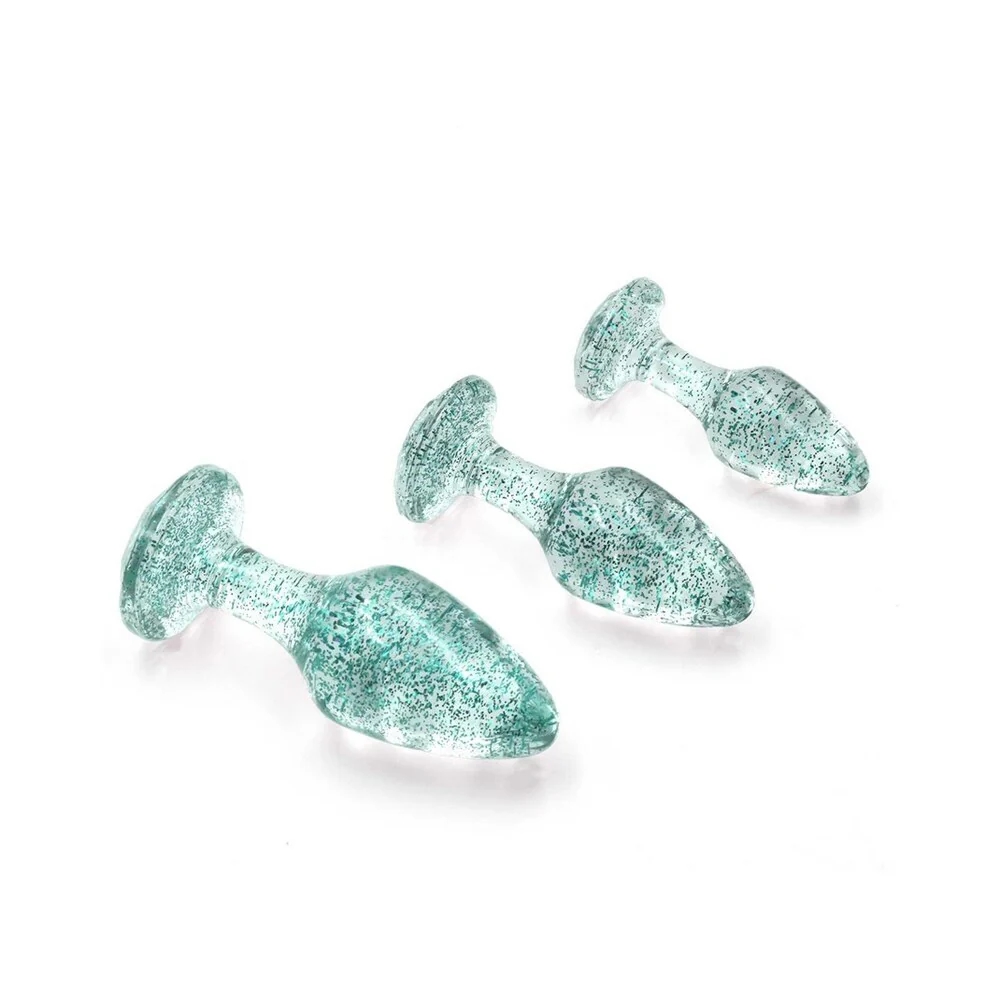 Glitter Gem Butt Plug Set Blue