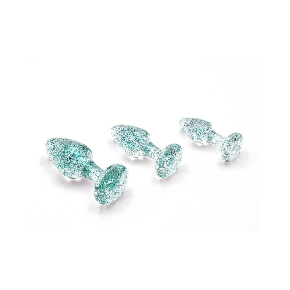 Glitter Gem Butt Plug Set Blue