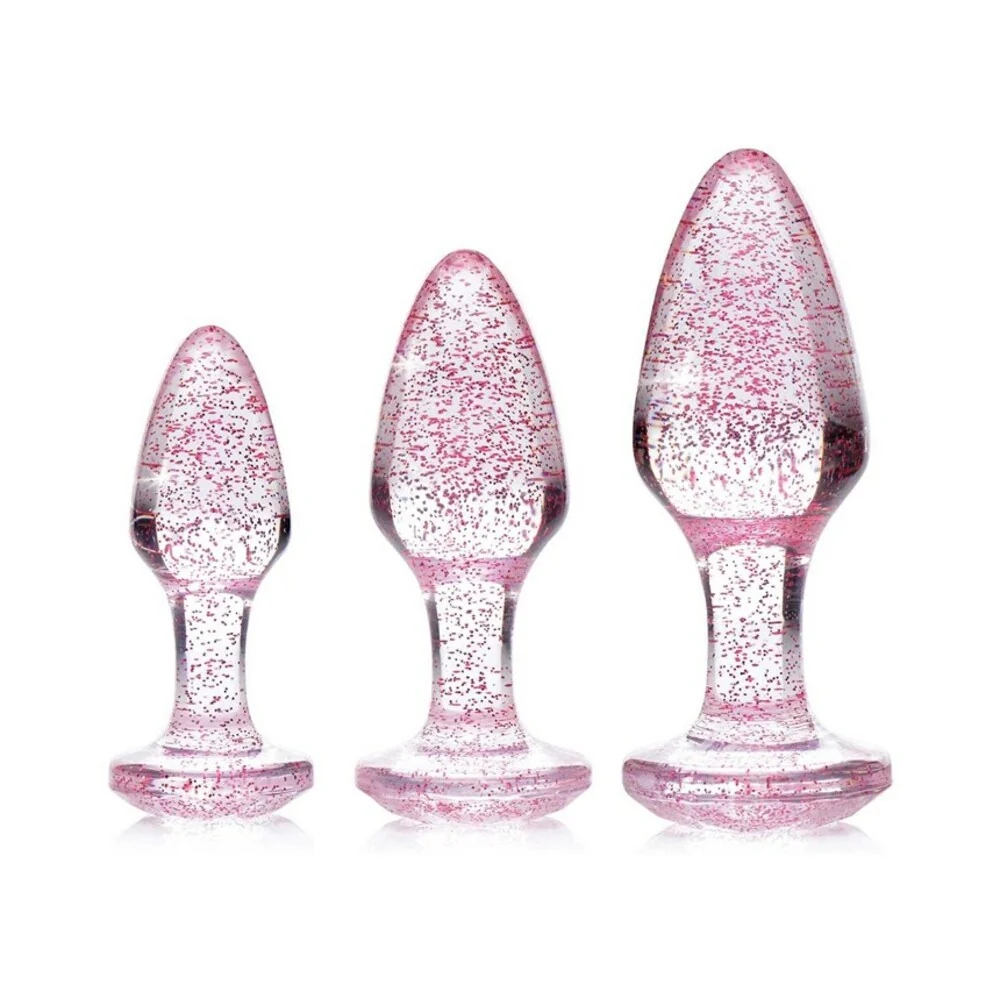 Glitter Gem Butt Plug Set Pink