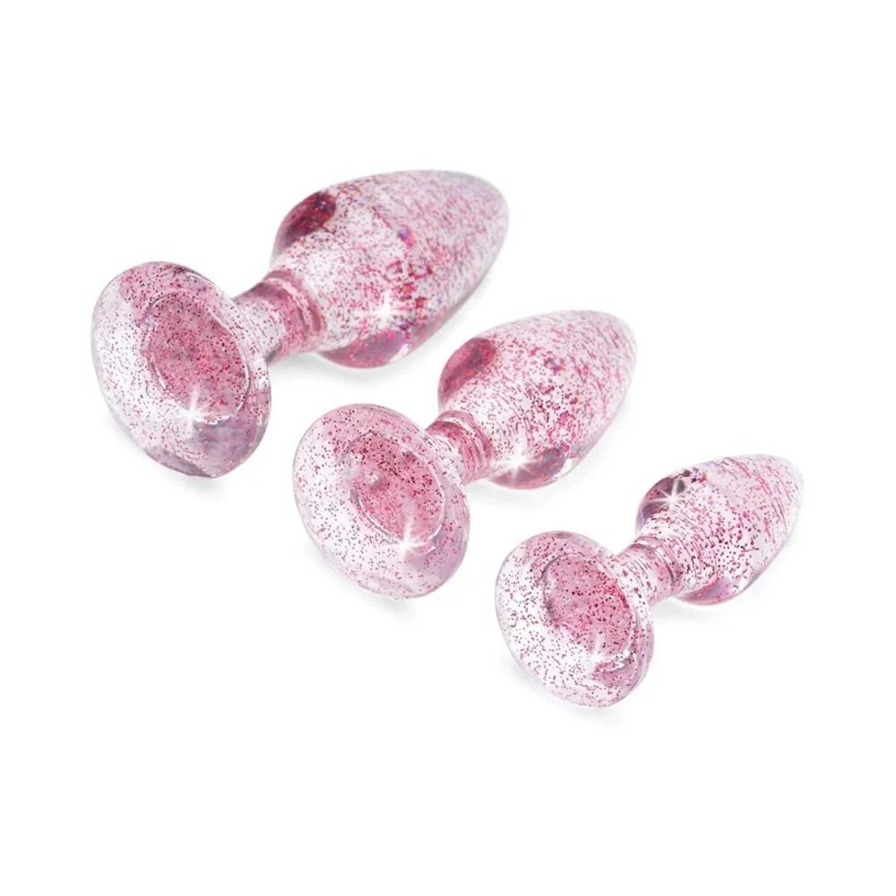 Glitter Gem Butt Plug Set Pink