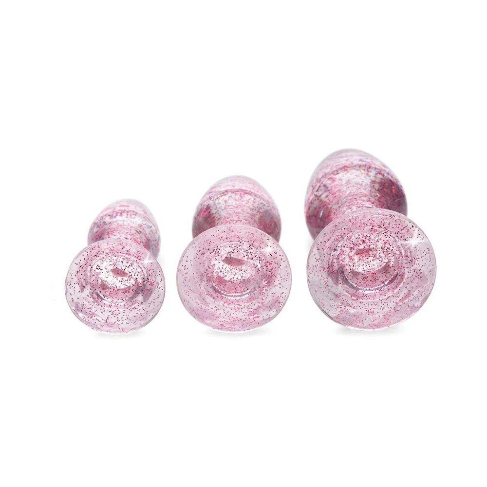 Glitter Gem Butt Plug Set Pink