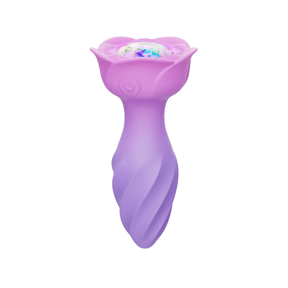 Rotating Rose Plug Jeweled Anal Vibrator