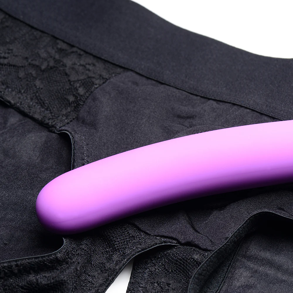 lace envy pegging harness silicone dildo set black strap u