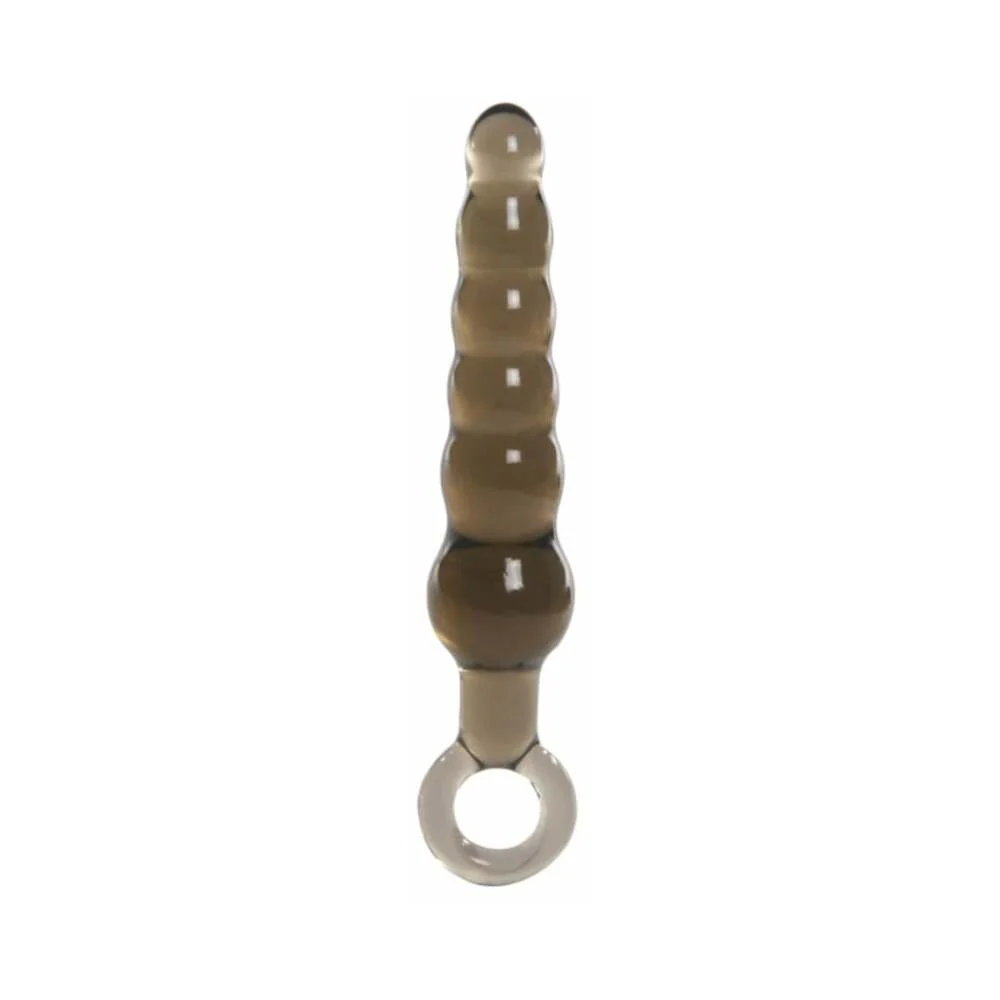 Rippled Anal Teaser Plug with Grip Loop Black