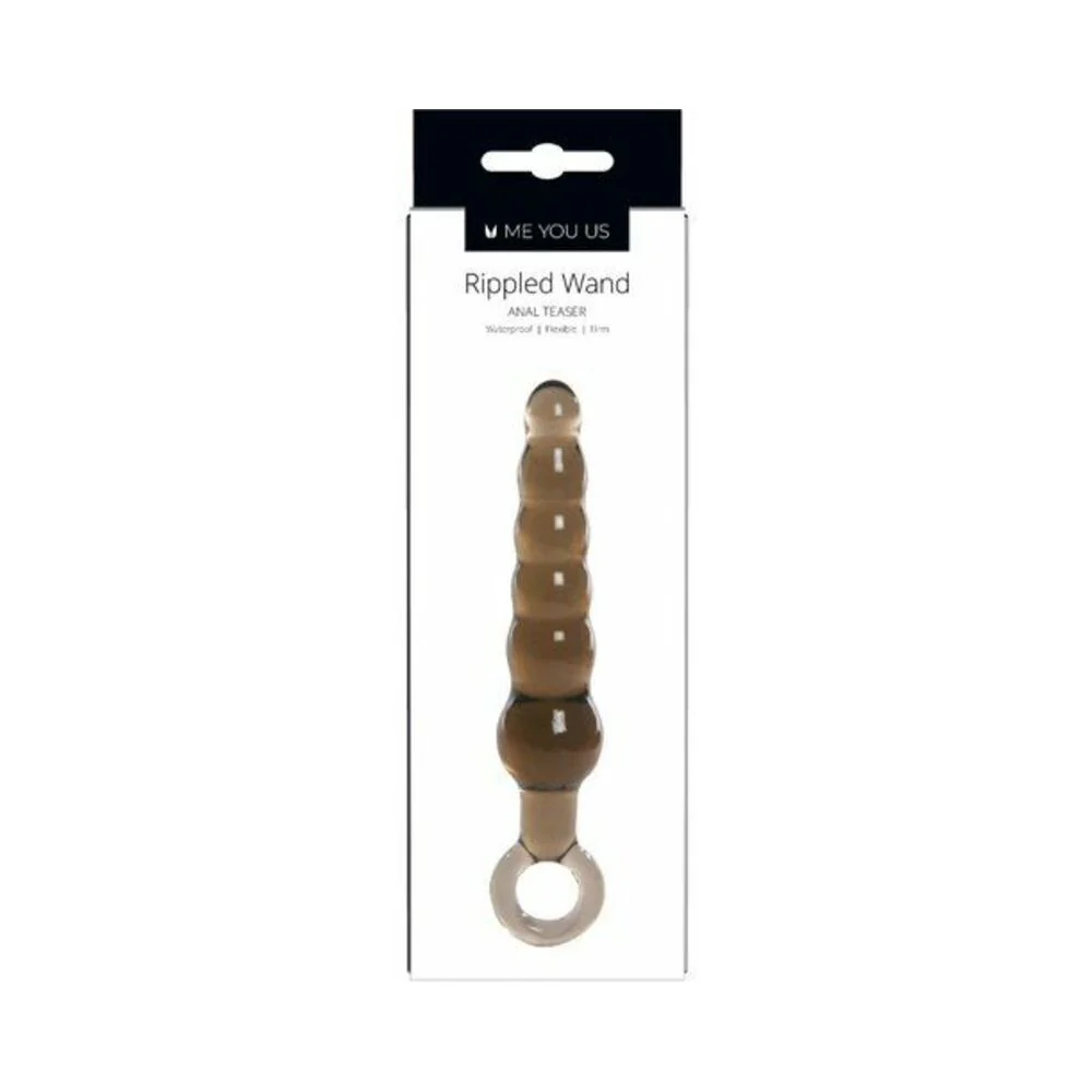 Rippled Anal Teaser Plug with Grip Loop Black