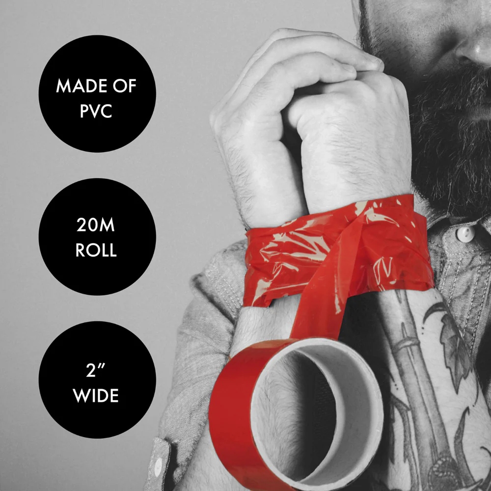 Bound To Please Bondage Tape Restraints Red 65 ft.