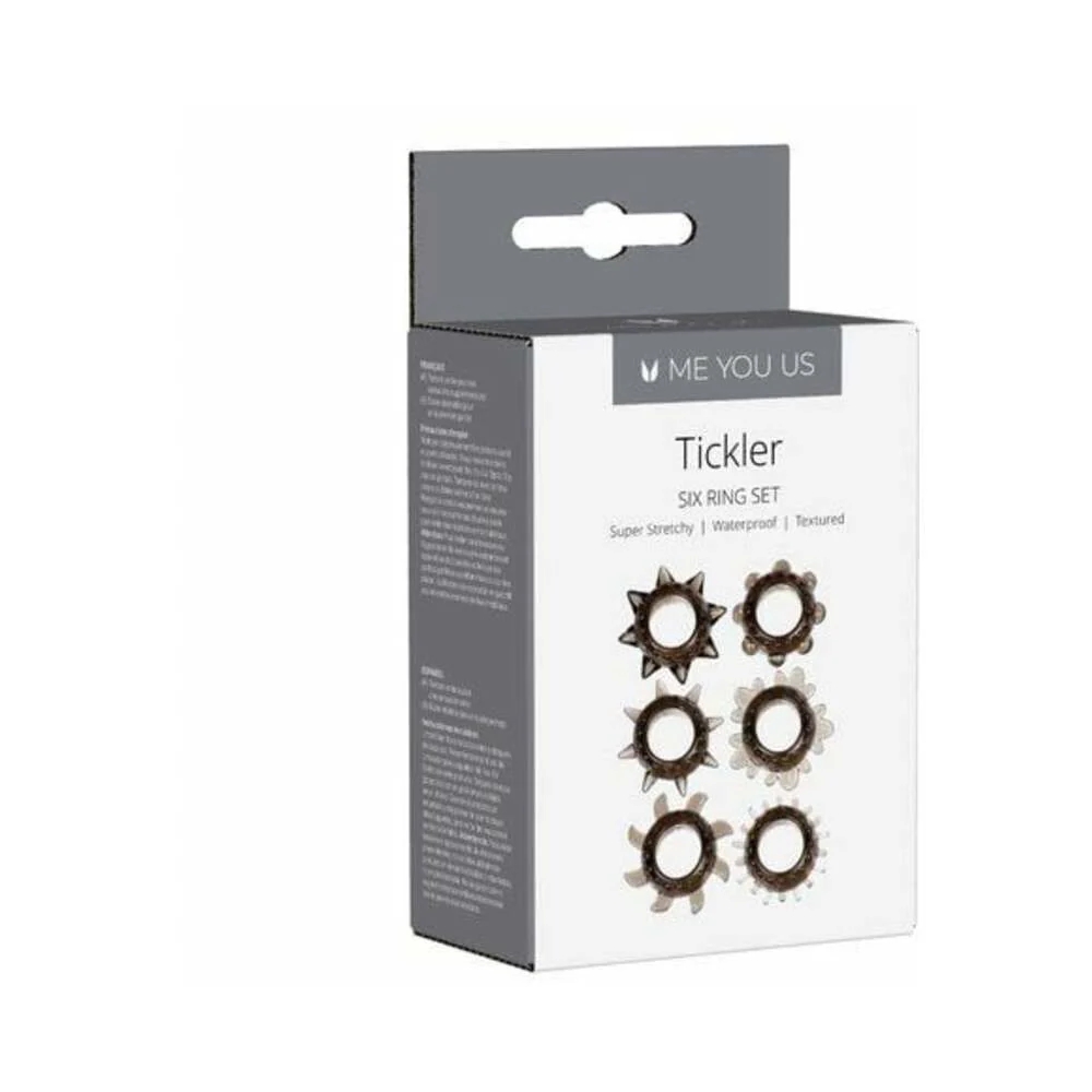 Tickler Cock Ring Ring Set 6-Pc Smoke
