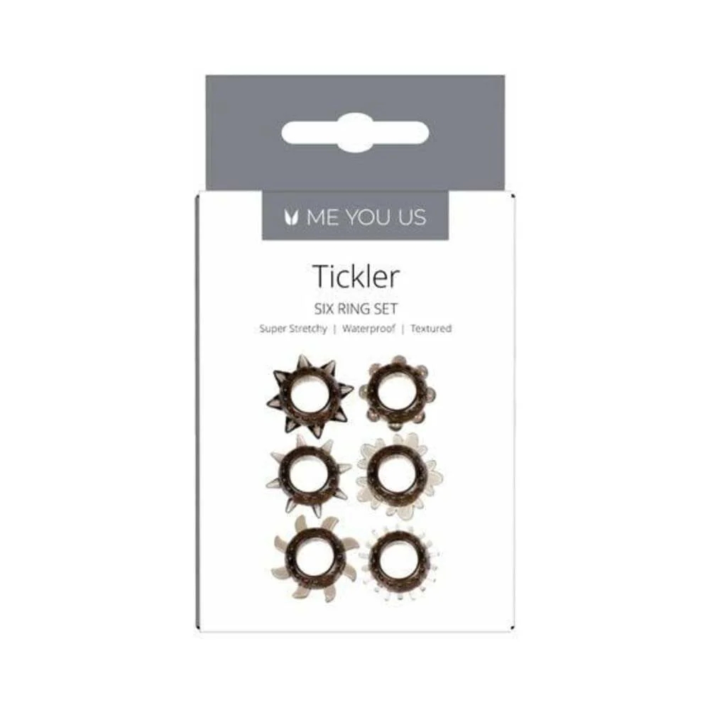 Tickler Cock Ring Ring Set 6-Pc Smoke