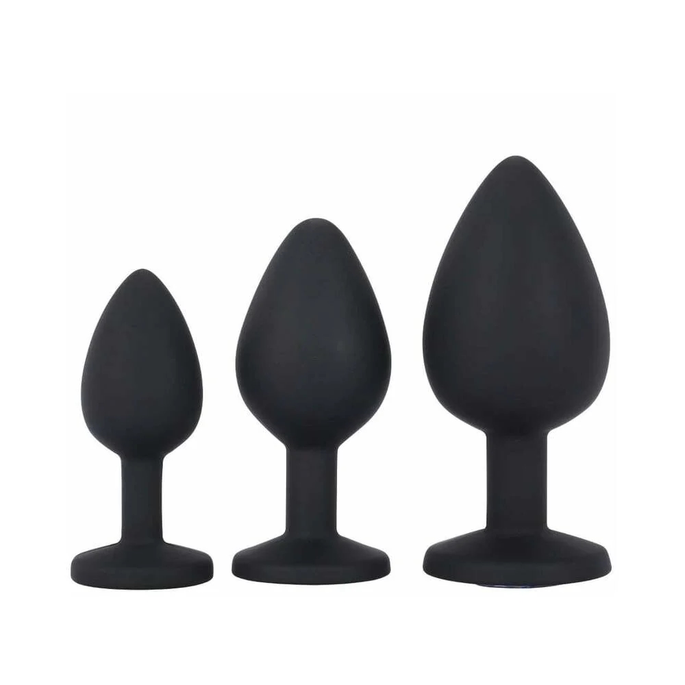 Trio of Jewels 3-Pc Anal Training Plug Set Black