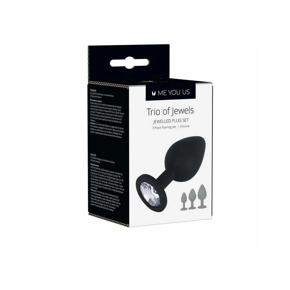 Trio of Jewels 3-Pc Anal Training Plug Set Black