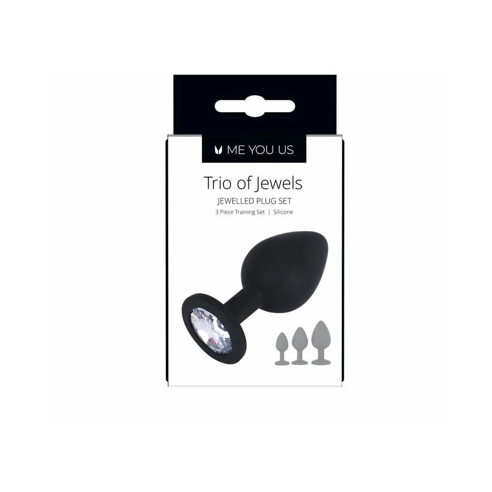 Trio of Jewels 3-Pc Anal Training Plug Set Black