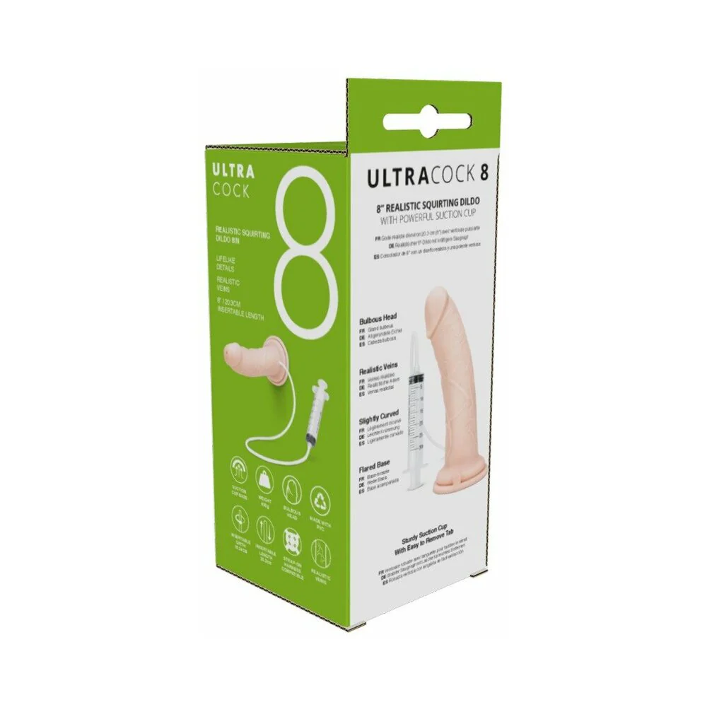 8 in. Ultracock Realistic Squirting Dildo Vanilla