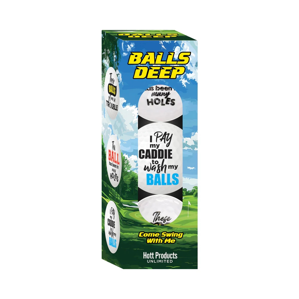 Balls Deep Funny Slogan Golf Balls Assorted 3-Pack