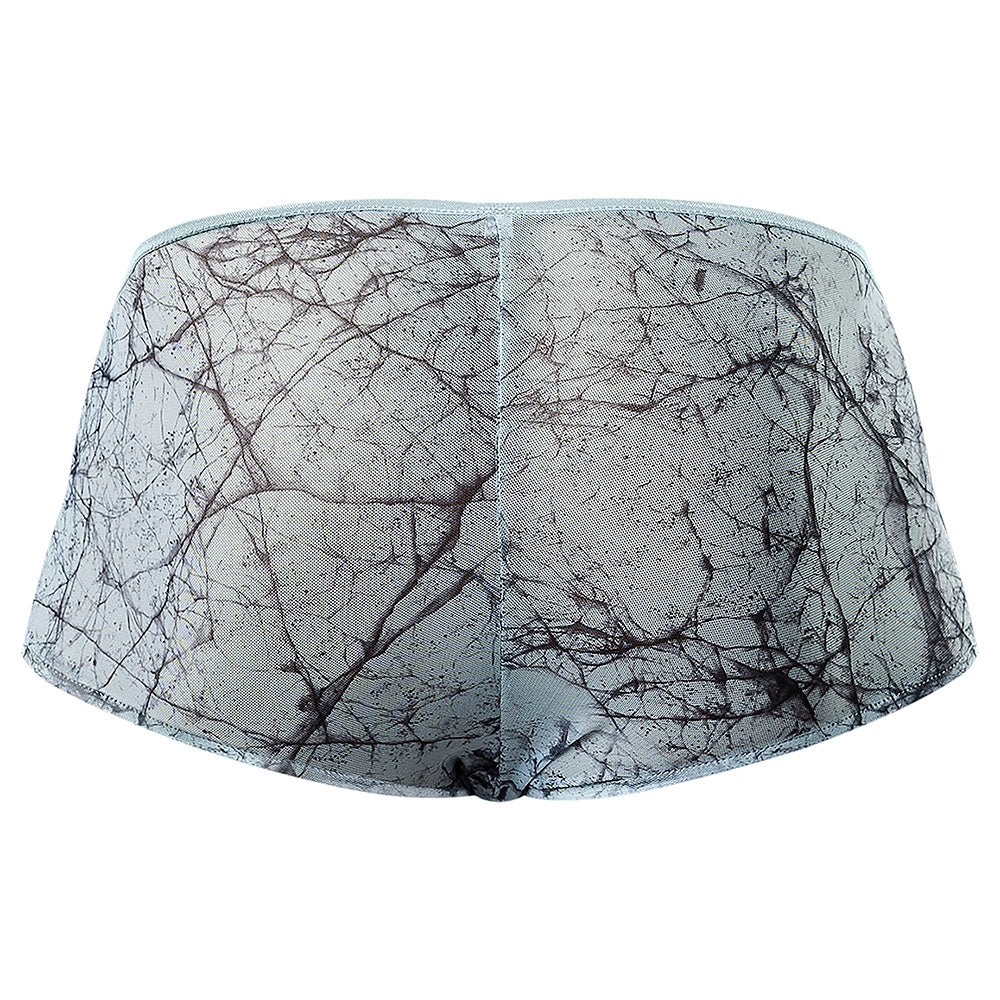 Male Power Marble Mesh Micro Mini Short Silver/Blue