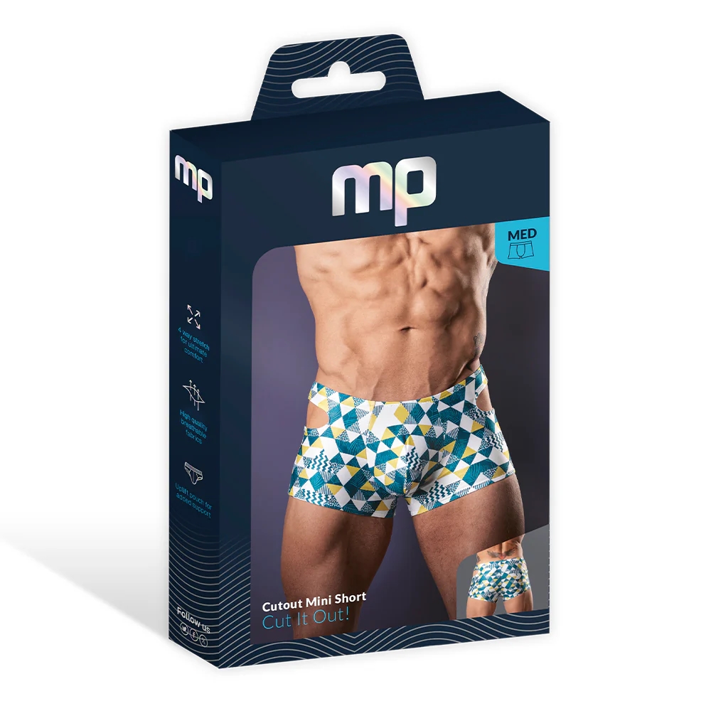 Male Power Cut It Out! Cutout Mini Short Blue/White