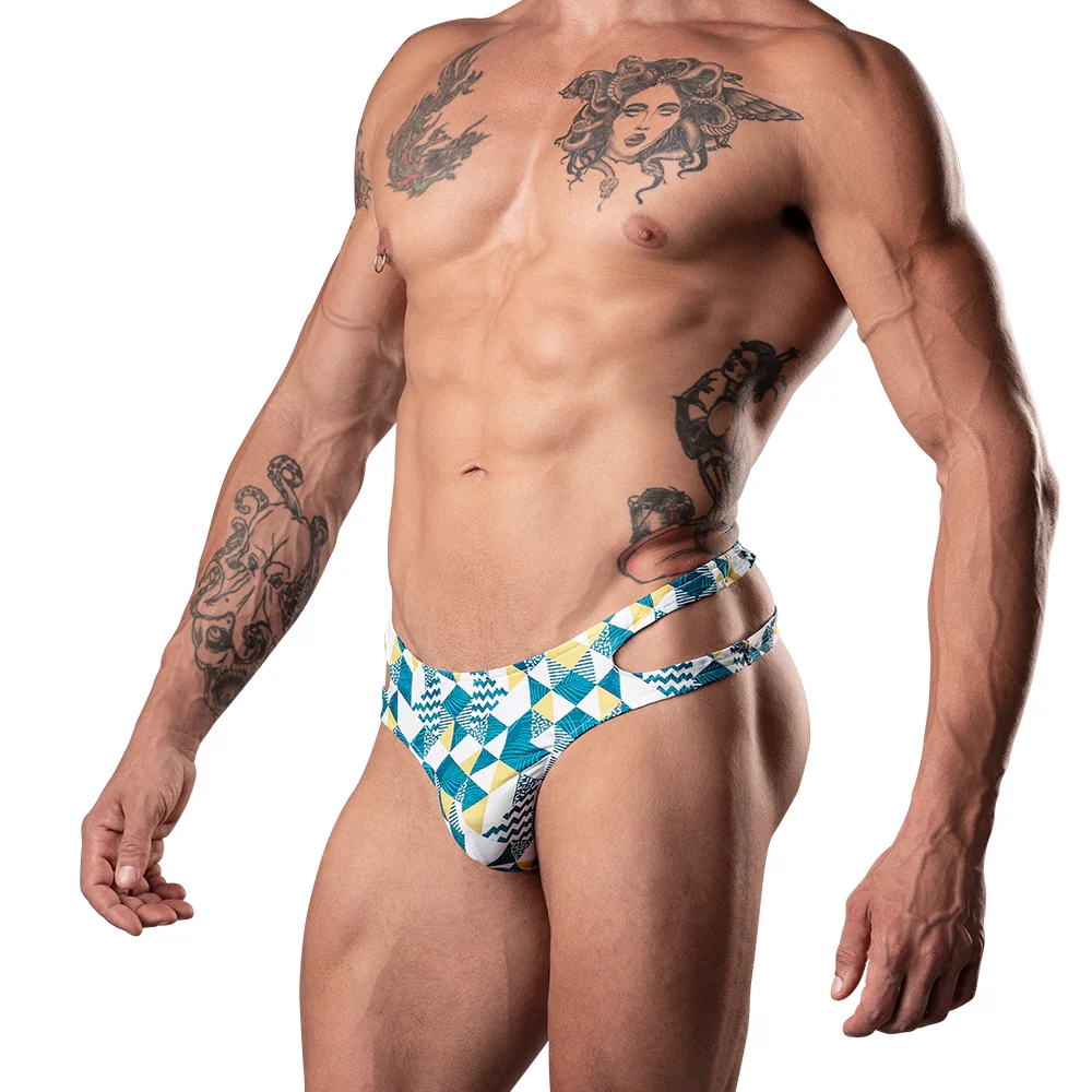 Male Power Cut It Out! Cutout Thong Blue/White