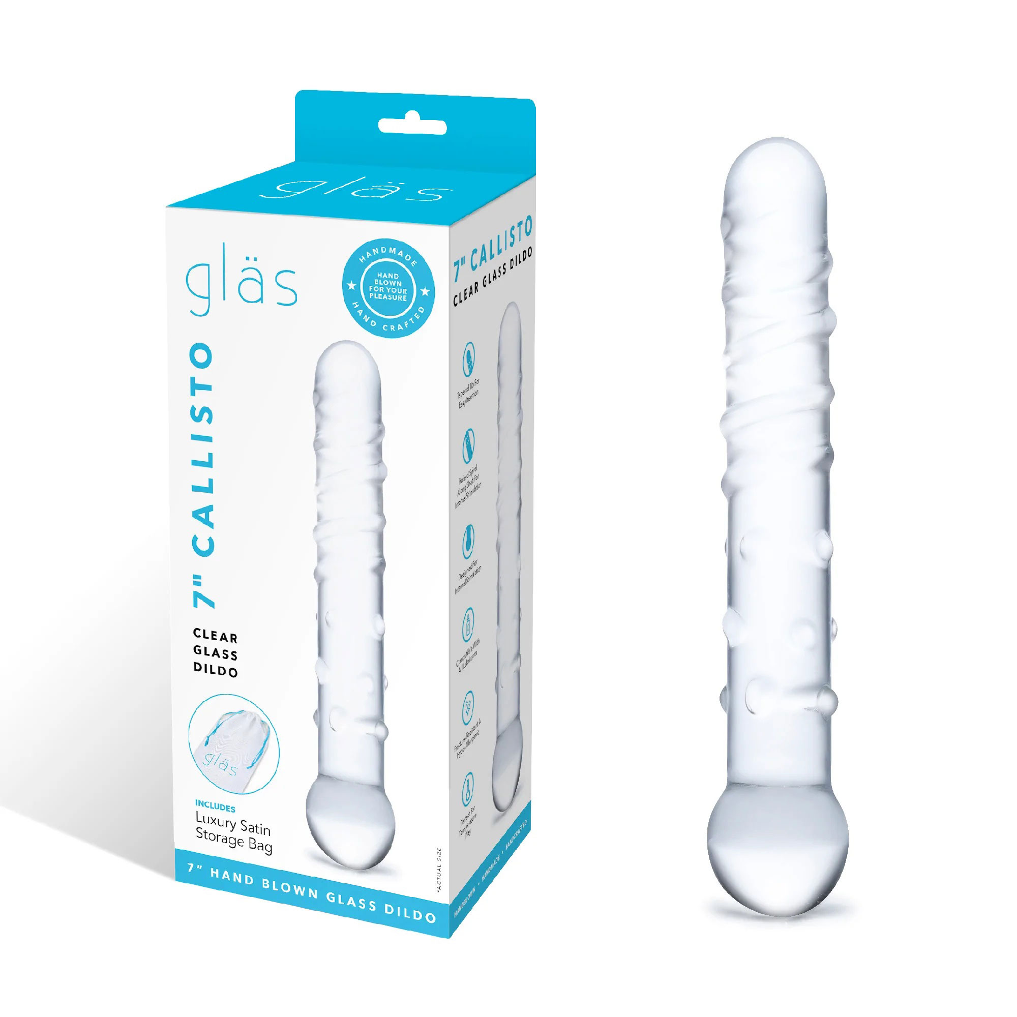 7 in. Glas Callisto Clear Glass Dildo