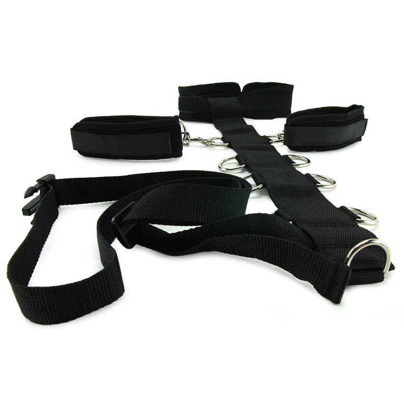 Lux Fetish 3pc Adjustable Neck & Wrist Restraint Set Black