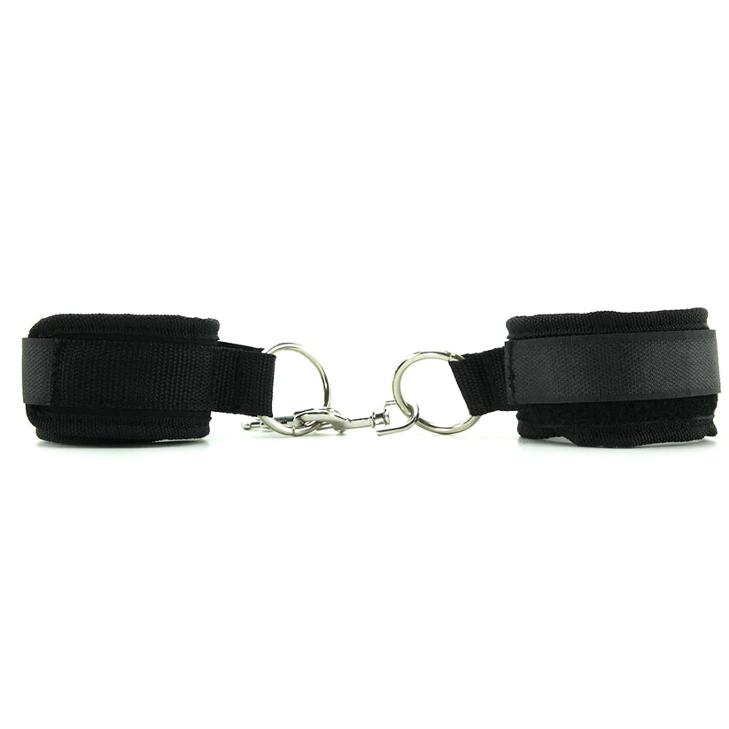 Lux Fetish 3pc Adjustable Neck & Wrist Restraint Set Black