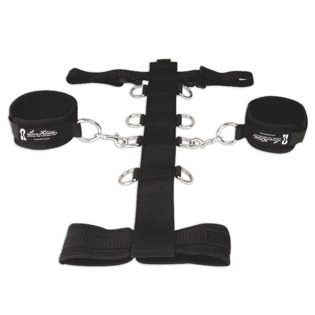 Lux Fetish 3pc Adjustable Neck & Wrist Restraint Set Black