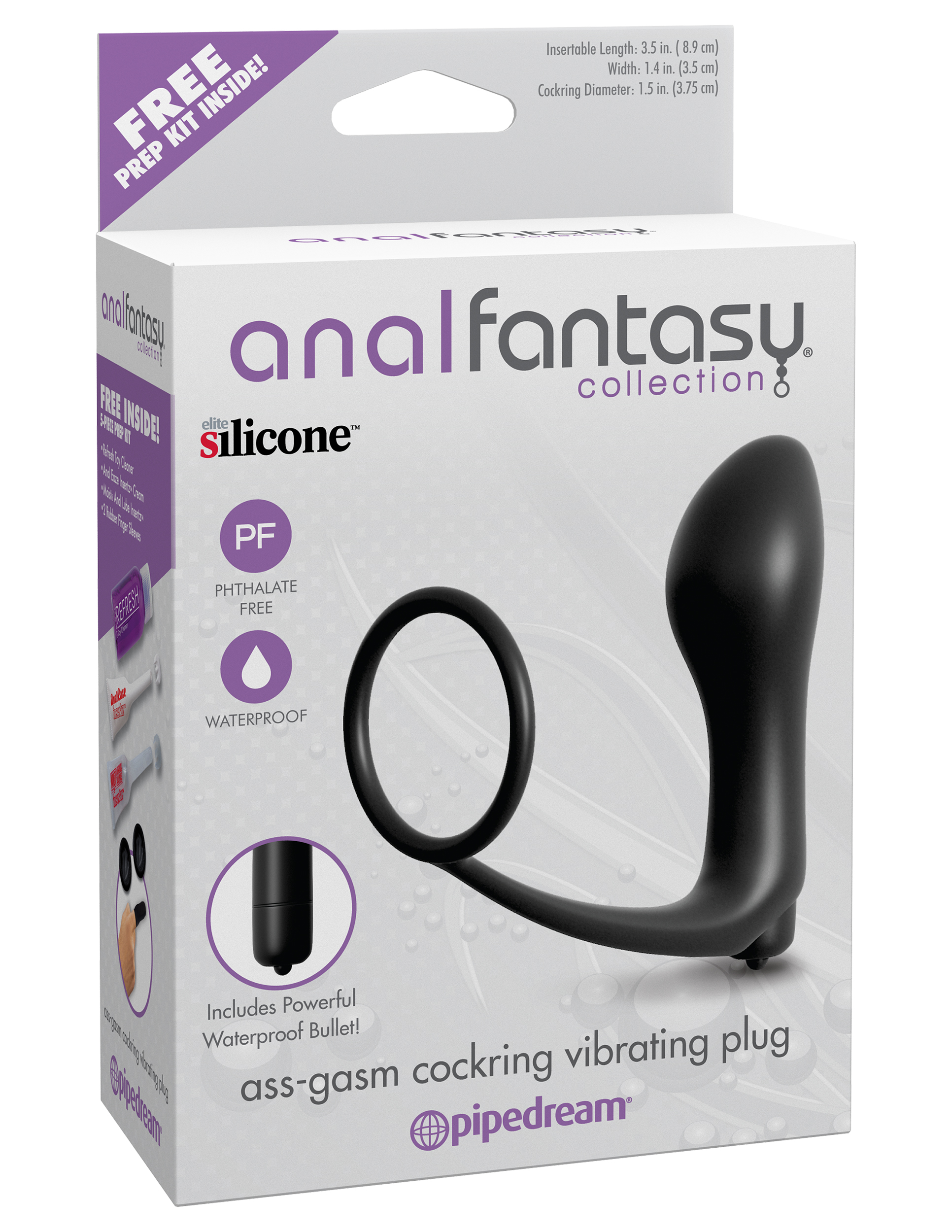 Anal Fantasy Collection Silicone Ass-Gasm Vibrating Cockring & Butt Plug