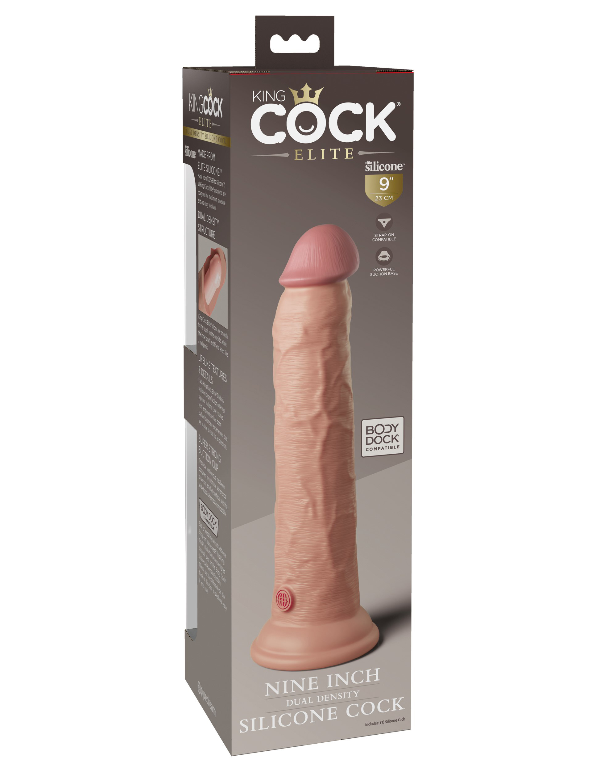 9 in. Realistic Dual Density Silicone Dildo Beige