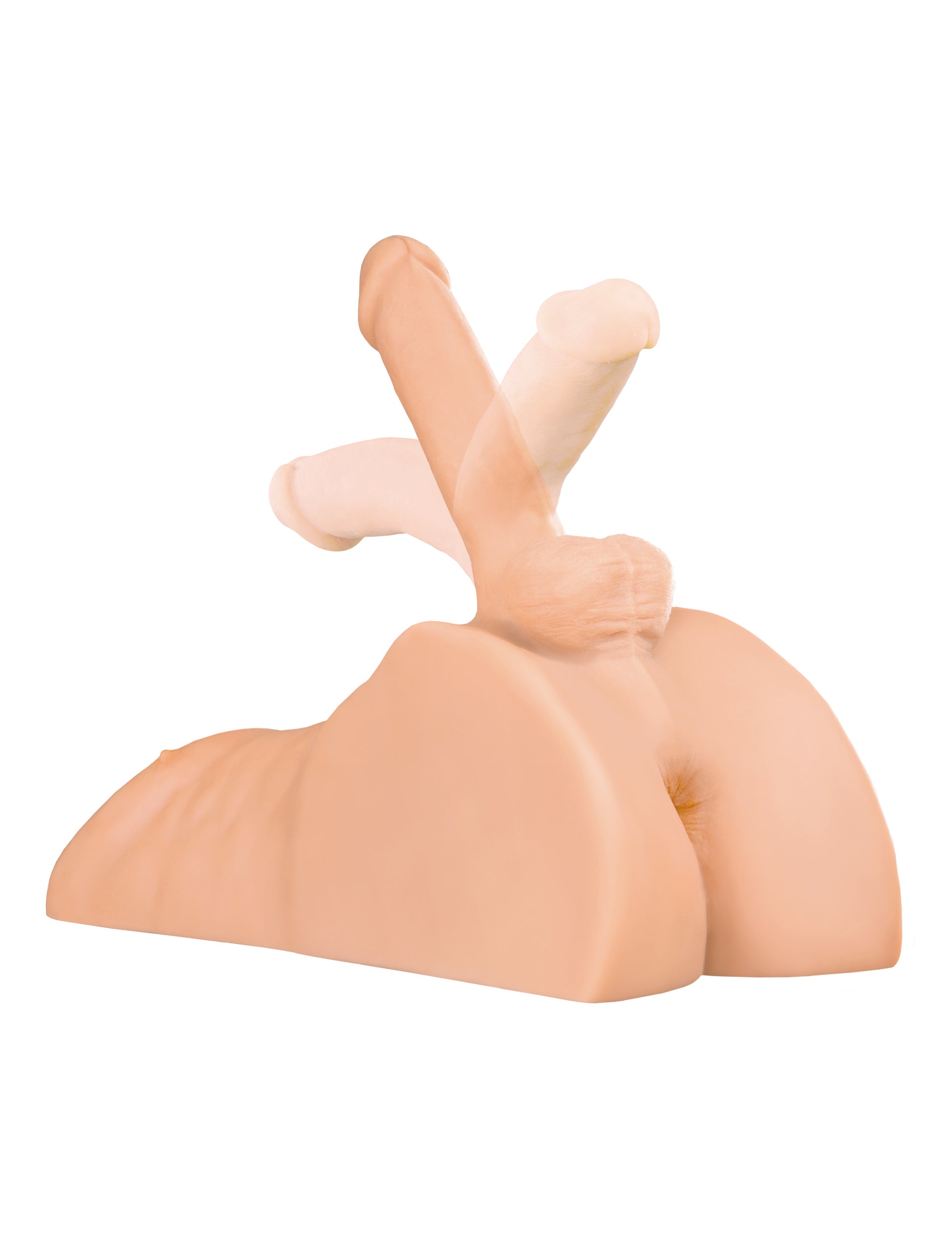 Perfect Ride Anal Masturbator with 6 in. Posable Dildo Beige