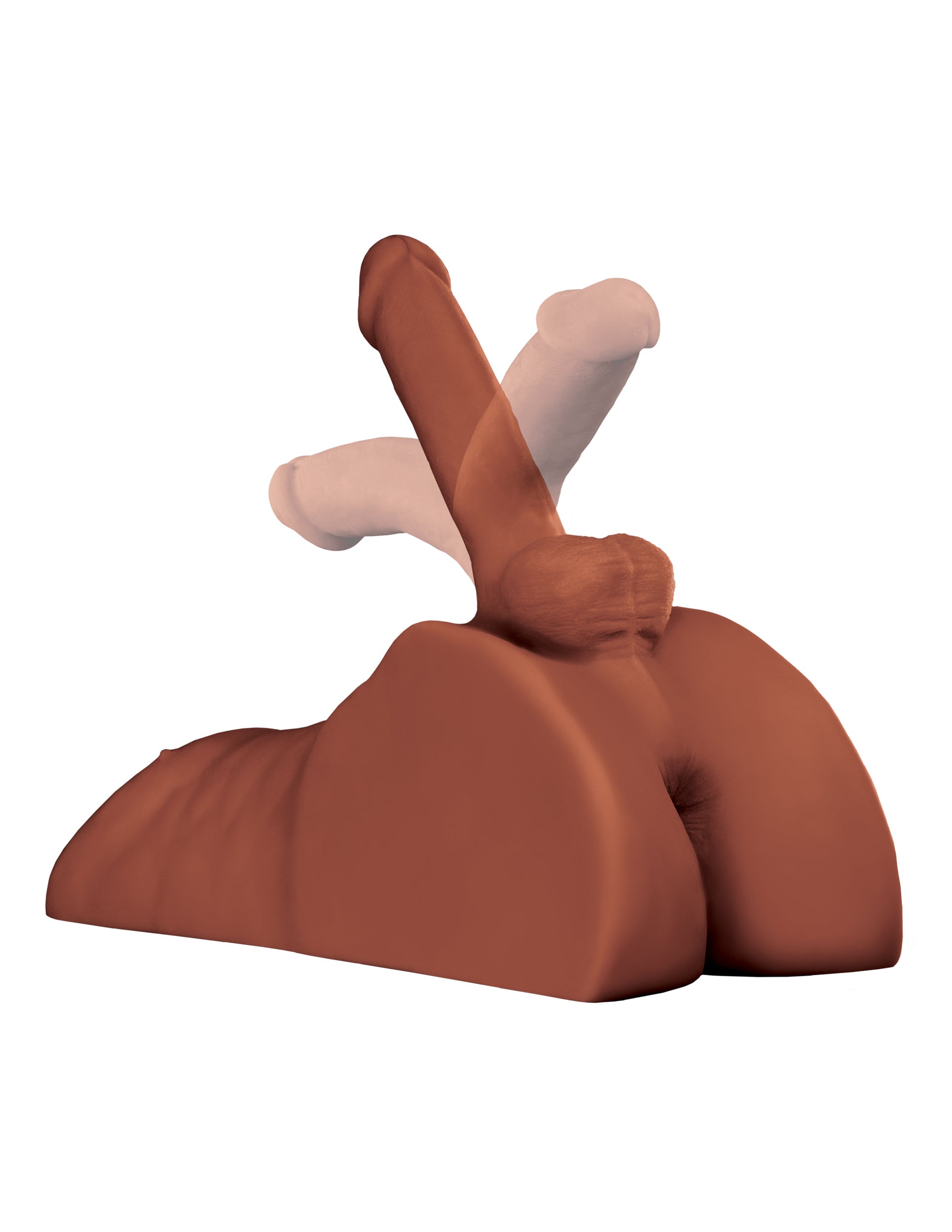 Perfect Ride Anal Masturbator with 6 in. Posable Dildo Brown