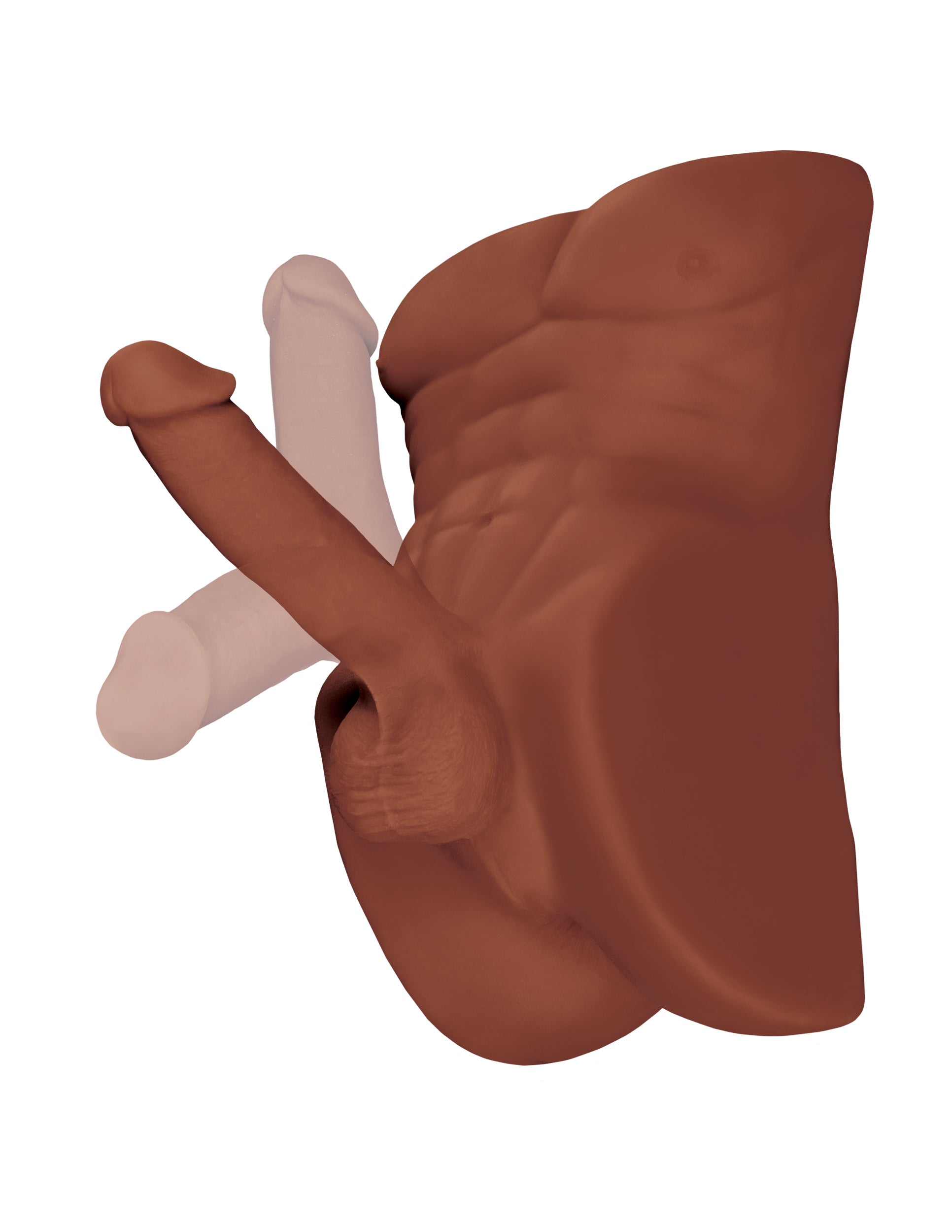 Perfect Ride Anal Masturbator with 6 in. Posable Dildo Brown